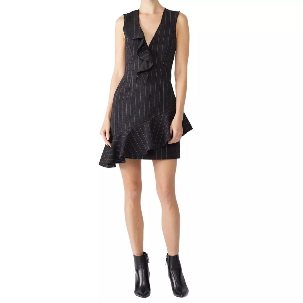 Saylor Charcoal Pinstripe Ruffle Sleeveless
Bettie Dress Size Small